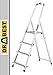 Produktbild DRABEST Home Aluminiumleiter 4 Stufen 125 kg - Sicheres Arbeiten zu Hause und bei Renovierungen - Tragkraft 125 kg - Stabile Konstruktion - rutschfeste Füße - Steigleiter 60 cm - 0,43 x 1,45 x 0,75 m