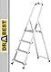 DRABEST Home Aluminiumleiter 4 Stufen 125 kg - Sicheres Arbeiten zu Hause und bei Renovierungen - Tragkraft 125 kg - Stabile Konstruktion - rutschfeste Füße - Steigleiter 60 cm - 0,43 x 1,45 x 0,75 m