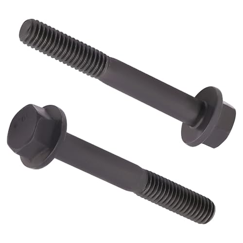 Image of M6-1.0 x 55mm (15 pcs) Flanged Hex Bolt Screws Black Oxide Finish, 10.9 Grade Alloy Steel, Large Flange Washer Head, DIN6921 /GB5789, Partial Thread