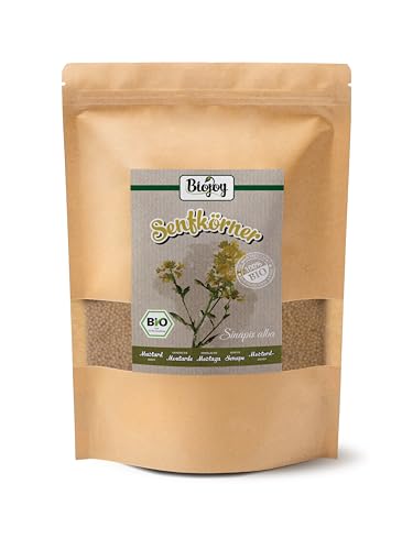 Biojoy Semillas de mostaza Orgánicas (1 kg), amarillas y enteras, mostaza en granos (Sinapis alba)