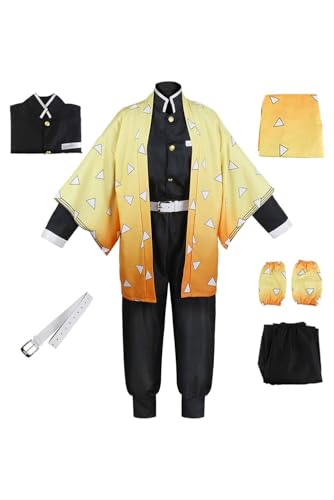 Tittaty Zenitsu Agatsuma Cosplay Costume Zenitsu Kimono Demon Anime Cosplay Halloween Carnival Outfit L