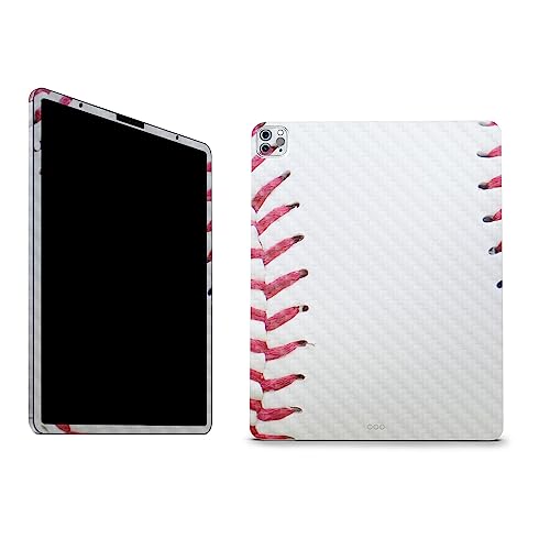 Image of MightySkins Carbon Fiber Skin Compatible with Apple iPad Pro 12.9 inch M2 6th Gen (2022) Full Wrap Kit - Baseball Closeup | Protective Durable Textured Carbon Fiber Finish | Easy to Apply Made in The USA