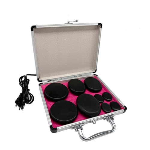 NEWFUM Pierre Chaude Massage,16 Pierres de Massage Chaudes, Pierres de Massage Portables avec Chauffage pour Usage Domestique, Idéales pour le Spa, la Massothérapie et la Relaxation