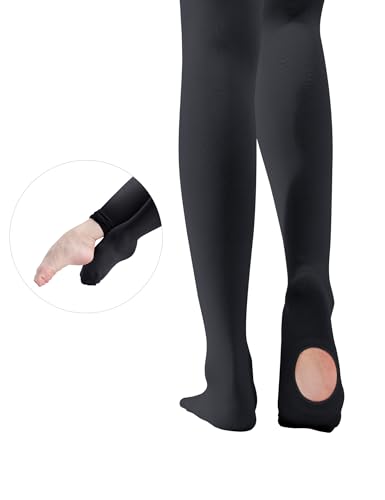 Image of Ultra-soft Ballet Tights High Elastic Convertible Dance Pantyhose 2 Ways to Dress (Toddler /Girls /Women)