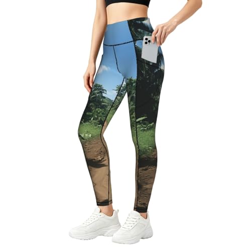 Pantalones de yoga con bolsillos de cintura alta elásticos y leggings para correr