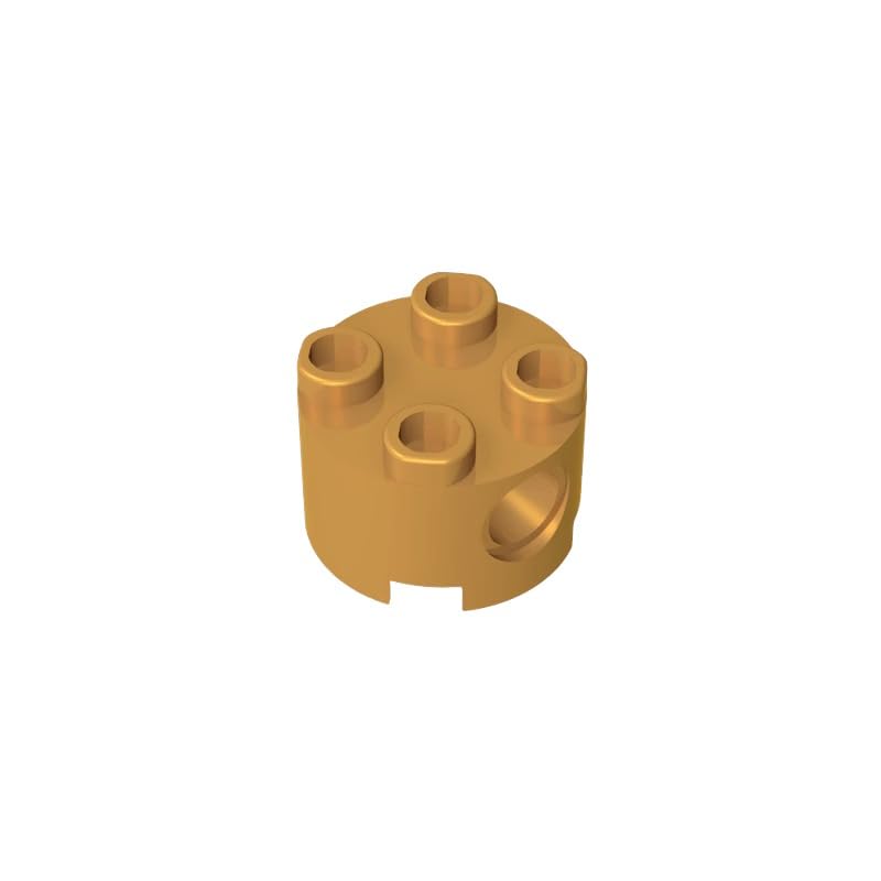17485 Round Brick Brick Round 2x2 with Pin Holes 50 Pieces GDS-1054 Compatible with Lego Building Blocks Color:Pearl Gold — image 1