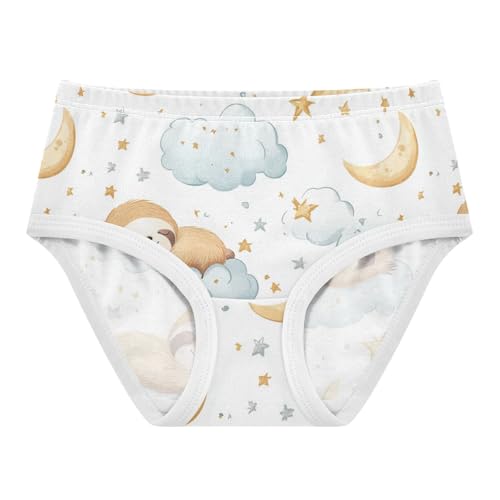 Wusikd Cute Sloth Girls' Underwear Cotton Clouds Moon Stars Girls Briefs Soft Toddler Underwear 2T