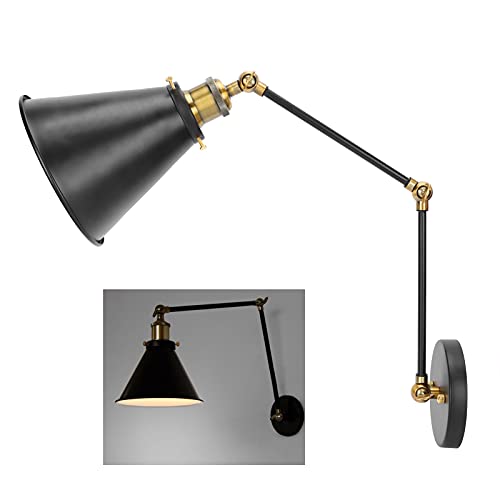 Gaeirt Small Wall Lamp, E27 Black Swing Arm Wall Sconce, Vintage Industrial Metal Lamps Lighting Fixture, Adjustable Reading Light, for Bedside/Library/Bedroom - Cosy Home Interiors Gaeirt Small Wall Lamp, E27 Black Swing Arm Wall Sconce, Vintage Industrial Metal Lamps Lighting Fixture, Adjustable Reading Light, for Bedside/Library/Bedroom - Image 3
