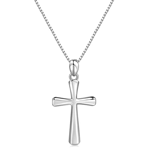 Sterling Silver Cross Necklace for Women 925 Sterling Silver Simple Classic Cross Pendant Necklace Handmade Crosses Religious Jewelry