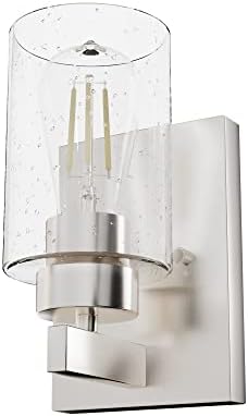 Hunter - Hartland 1-light Brushed Nickel, Small Sconce Light, Dimmable, Transitional Style, for Bedrooms, Kitchens, Foyers, Bathrooms - 13071