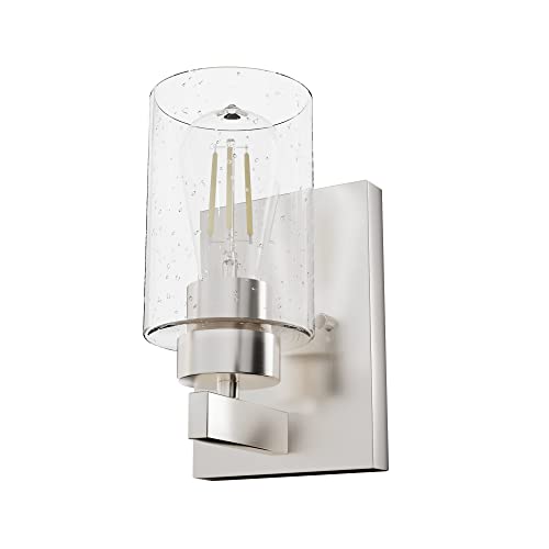 Hunter - Hartland 1-light Brushed Nickel, Small Sconce Light, Dimmable, Transitional Style, for Bedrooms, Kitchens, Foyers, Bathrooms - 13071