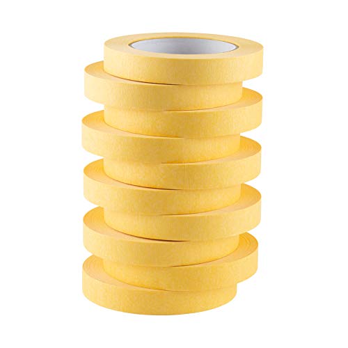 Lichamp 10-Pack Automotive Refinish Masking Tape Yellow 18Mm X 55M, Cars Vehicles Auto Body Paint Tape, Automotive Painters Tape Bulk Set 0.7-Inch X 60 Yards X 10 Rolls #TOP7
