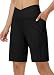 WILLIT Shorts Damen Kurze Hose Sporthose Bermuda Yogahose High Waist Laufshorts Traininghose Fitness Running Gym mit Taschen Schwarz L