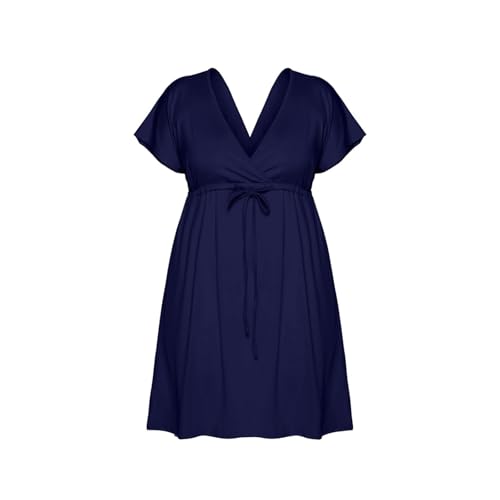 Cache Maillot de Bain Femme Robe de Plage Crochet Sarongs en Crochet Été Plage Couvrir Sexy V-Cou Bikini Cover Up Bohème Beachwear Flower Girl Dress Cache-Maillots et Sarongs Tendance (Dark Blue, XL)