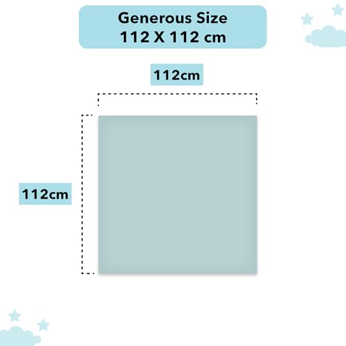 Image of The White Cradle 100% Organic Cotton Baby Swaddle Wrap, Large 112x112 cm Super Soft Muslin, 1 pc Pack, Blue