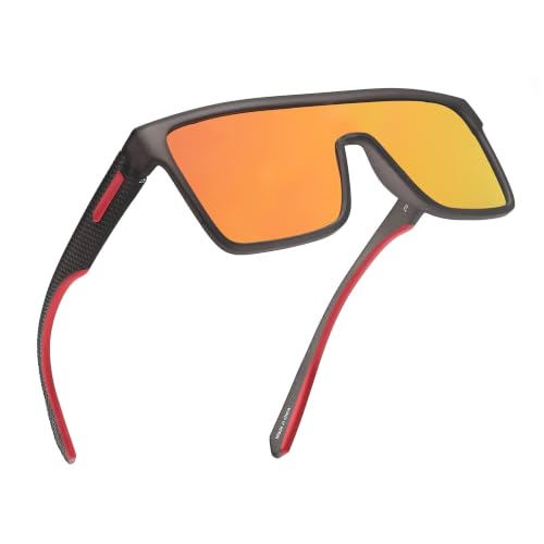Image of GLINDAR Polarized Sunglasses Men Flat Top Womens, Oversized Square Shield | One Piece,Trendy,Lightweight,Driving