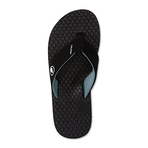 Image of Volcom Men's Recliner Sandals - Water-Friendly Flip Flops with Recliner Comfort Foam Footbed, Black Combo, 10