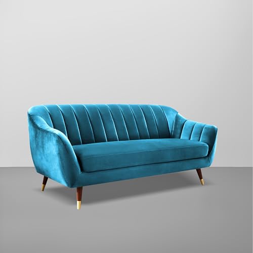 Image of Atticus 3-Seater Premium Fabric Sofa for Living Room, Office & Home (Turquoise) | Comfortable Modern Sofa Couch for Hall & Guest Room | Stylish Durable Furniture with 1-Year Warranty