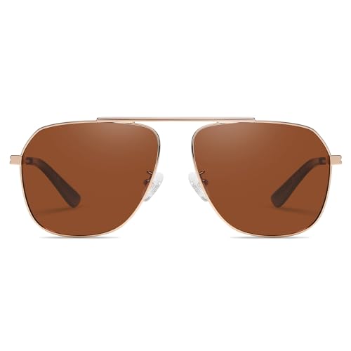 DUCO Aviator Sunglasses for Mens Womens Polarized Retro Sun Glasses Metal Frame for Driving Fishing 100% UV Protection 3035K