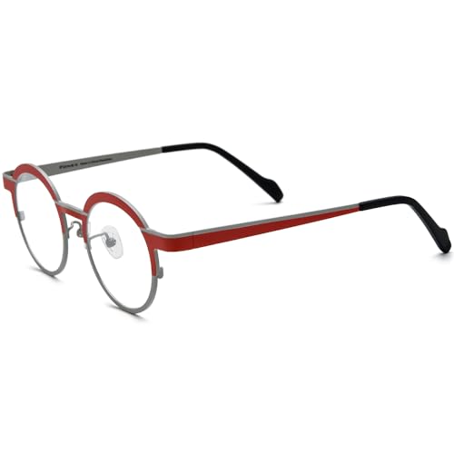Image of FONEX Colorful Pure Titanium Glasses Frame Women Retro Round Eyeglasses