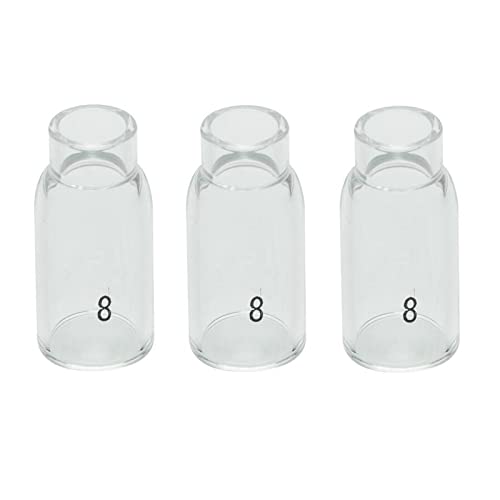 Image of RIVERWELD TIG Glass Cups Clear Quartz Nozzle 54N14 8# 1 /2 inch 12.5mm, 54NQ-14-8# for SR WP 17 18 26 TIG Welding Torches Pack of 3