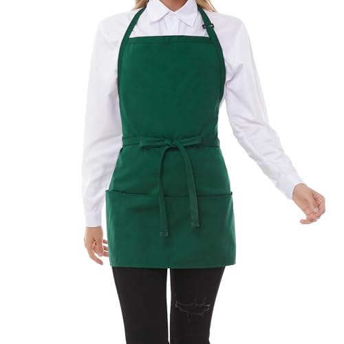 Yloxuf Aprons for Women with Pockets, Chef Apron for Men, Apron for Cooking, Green Server Apron