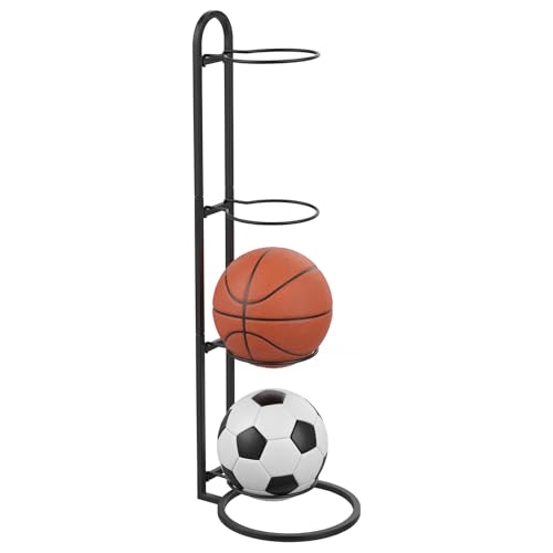Thenshop 4 Tier Ball Storage Rack Cube Ball Storage Holder Vertical Balls Rack Basketball Stand Carbon Steel Sport Equipment Organizer for Basketball Football Volleyball (9.25" W × 35.24" H)