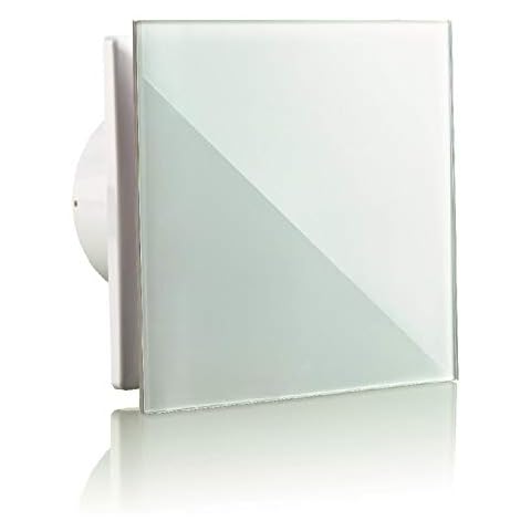 Vlano A-GLAS Badlüfter Raumlüfter Hauslüfter Echtglas Front/Glasfront Kugellager Rückschlagklappe Cover
