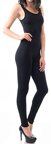 URBAN K WOMENS Active Plus and Regular Size Yoga Wear Sleeveless Unitard Bodysuit Jumpsuits, Ubk310_black, Medium