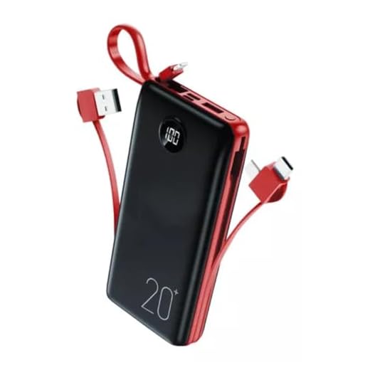 Power Bank Carregador Portátil 20.000mAh Digital compatível com iPhone, Samsung, Motorola, Nokia, Asus e Xiaomi Universal Celular (Preto e Vermelho)