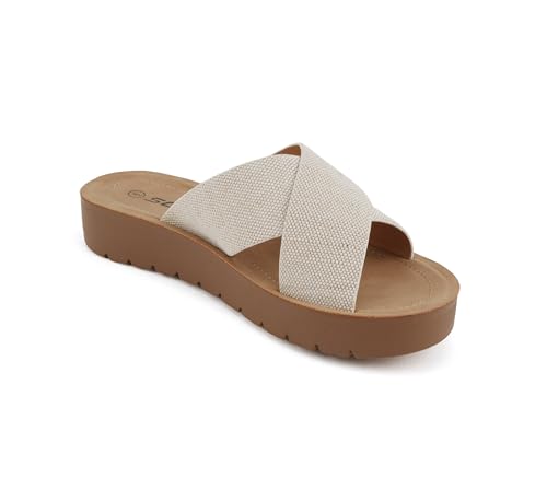 Image of Soda LUCY ~ Women Open Toe Flatform Platform Crisscross Band Upper Fashion Slide Sandals