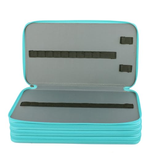 Image of Vomgomfom 300 Slots Marker Case 4-Layer PU Leather, Handle, Solid Green
