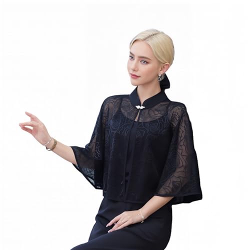 Ladies Button Shawls Wraps Scarf Poncho For Evening Party Dresses Wedding Party Stand-up Collar Short Cape2