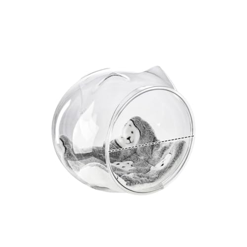 YAKINO プラスチック製の猫用ベッド、猫用四季対応ユニバーサルペット用品、宇宙カプセル型ペットベッド、犬用ベッド、お手入れ簡単、半密閉式猫ケージ (猫耳)