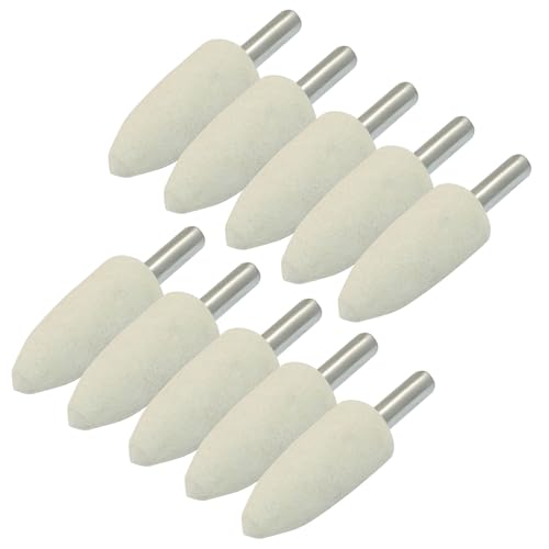 Unlorspy 10Pcs 20mm Bullet Shape Aluminum Oxide Grinding Stones with 1/4" Shank for Rotary Tools, Cone Shape Grind Stone for Metal, Wood, and DIY Projects(White)