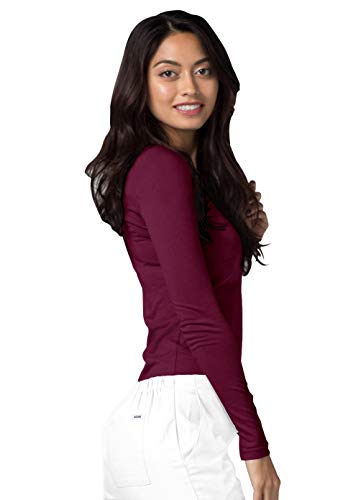 Image of Adar Womens Comfort Long Sleeve T-Shirt Underscrub Tee - 2900 - Burgundy - M