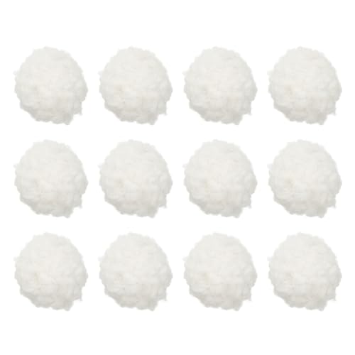Pompones de 4 a 5 cm PATIKIL blancos con lazo elástico para llaveros y tejer 12 uds