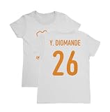 Ivory Coast 2026 Soccer Diomande 26 Jersey-Style Ladies' Crewneck T-Shirt (White, X-Large)