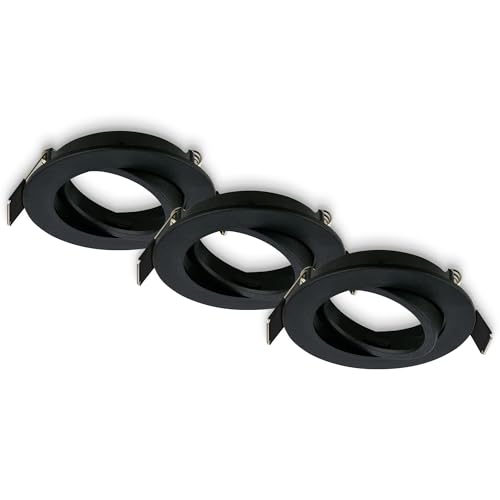 BRILONER - Pack de 3 Downlights LED techo empotrables, orientables, GU10, máx. 7W, ojos de buey led para techo, foco empotrable, diámetro de montaje 68mm, 8x2,2 cm, negro