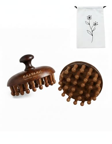 Image of 28 Teeth Natural Wood Hair and Scalp Massager Comb,Stress Relief & Detox Shampoo Brush,Wet and Dry Application for Reducing Dandruff and Stimulates Hair Growth (1 Unit)