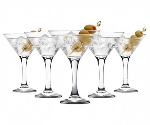 Acense Juego de 6 vasos transparentes Misket Martini de 175 ml, perfectos para espresso, margarita, cóctel, champán, ginebra y bebidas de fiesta de vino
