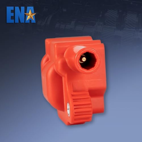 image for ENA Set of 8 Red Ignition Coil and 7mm Red Wire Set with 8 Platinum Sp