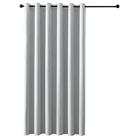 MRTREES Light Grey Eyelet Curtains Bedroom 100% Blackout 108 Drop Light Grey Long Thermal Curtain 1 Panel Linen Look Living Room Curtains Noise Reducing for Kids Bedroom 90x108 Inch 228x275cm Cover