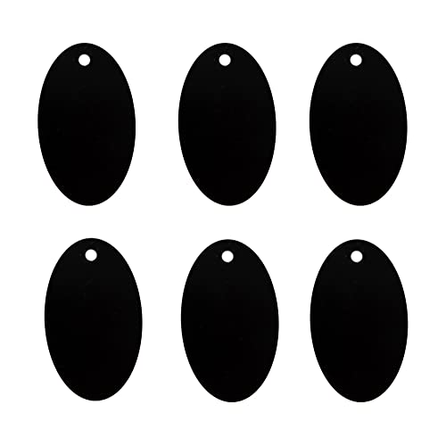 StayMax Oval Stamping Blanks with Hole Aluminum Blank Tags 25 Pack (Black)