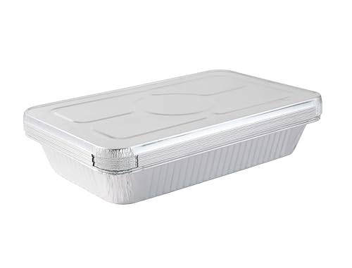 Waytiffer Aluminum Full Size Deep Foil Pans with Lids Large Disposable Roasting & Baking Pan 21x13 (10 Pack) Extra Heavy Duty Chafing Trays for Hotels Restaurants Heating Buffets & Bakeware