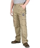 BOCOMAL FR Pants for Men Cargo Pockets Flame Resistant/Fire Retardant Khaki Elastic Waist Water & Oil Repellent Finish