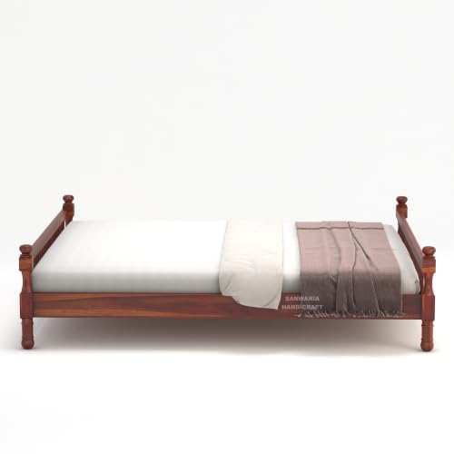 Image of Solid Sheesham Wood Dreamy Nights Bed for Bedroom and Home Furniture | Without Storage | Double Bed | Honey Oak Finish (King)