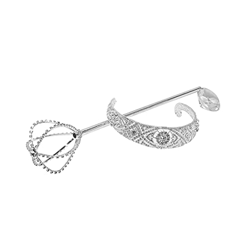 Tiara de reina con cristales brillantes y diadema de metal para mujer 4