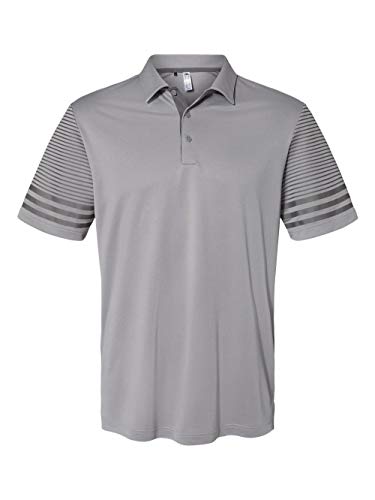 Sport Shirt adidas A490-3XL gris à manches rayées polo de sport grande taille homme