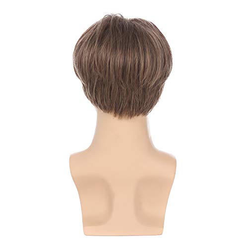 Kaneles Short Straight Men Wigs Synthetic Wig Realistic Natural Middle Part Wigs For Men (Brown) #TOP5